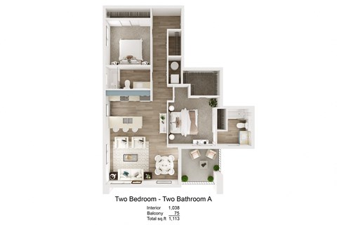 a floor plan of two bedroom two bathroom a